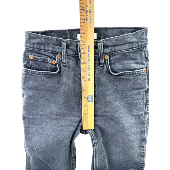 Re/Done 70s Stove Pipe Jeans Faded Black 24 Button Fly Raw Hem High Waist Crop - Picture 6 of 13